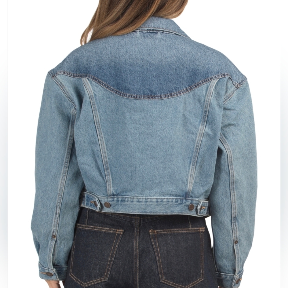 💙🔹️LEVIS🔹️ Shrunken 90s Trucker Western Ironic Iconic Jacket - Picture 6 of 10
